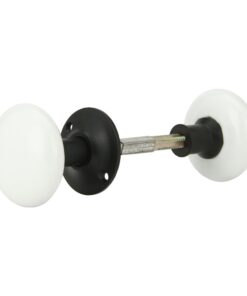 A29 Porcelain Rim Lock Knob Set, White Color, Black Powder Coat Stem 17 41BX3j7fpLL