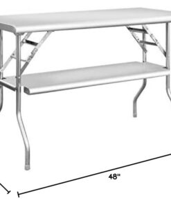 Royal Gourmet Commercial Stainless Steel Double-Shelf Folding Work Table, 48" L x 24" W 19 41Bz2GeG0L