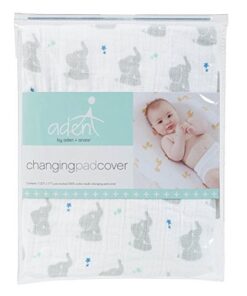 aden + anais Essentials Changing Pad Cover, 100% Cotton Muslin, Super Soft, Breathable, Tailored Snug Fit, Single, Baby Star 5 41CBiAPSbgL