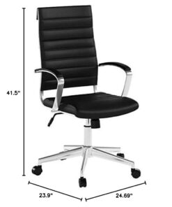 Amazon Basics High-Back Executive Swivel Office Desk Chair with Ribbed Puresoft Upholstery, Lumbar Support, Modern Style, 23.9"D x 24.69"W x 41.5"H, Black 48 41CPDbNnhXL