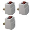 BindmMaster 2 Prong Single Port Power Adapter with Red Light Indicator On/Off Switch to be Energy Saving, White (3 Pack) 3 Pack White 2 Prong 22 41CroVNzf L