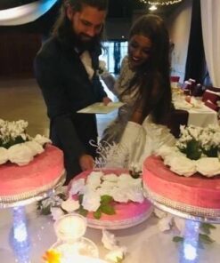 EBOOT 4 Row 10 Yard Acrylic Rhinestone Diamond Ribbon for Wedding Cakes, Birthday Decorations, Baby Shower Events and Arts and Crafts Projects (Silver) Silver 26 41DBu7zYo6L