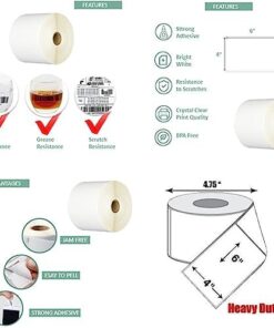 iMBAPrice - 1 Roll of 450-4x6 Direct Thermal Labels for Zebra 2844 ZP-450 ZP-500 ZP-505 (1 inch core) - 95+60GSM Top Coated 450 Label (1 Roll) 4" X 6" Thermal Labels 11 41DDe0pSB4L