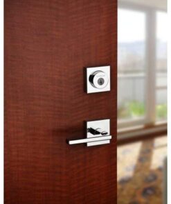 Kwikset Halifax Deadbolt Lock, Satin Nickel Square Exterior Keyed Front Entry Door, Pick Resistant SmartKey Rekey Security, Single Cylinder Dead Bolt, with Microban Protection 20 41DrLSiHFuL