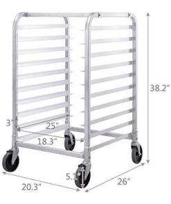 Giantex 10 Tier Aluminum Bakery Rack Home Commercial Kitchen Bun Pan Sheet Rack Mobile Sheet Pan Racking Trolley Storage Cooling Rack w/Lockable Casters (10 Tier): 26" L x 20.3" W x 38.2"H 15 41ELdGnc3ZL