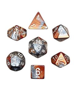 Alternative view of Chessex Polyhedral 7-Die Gemini Dice Set - Copper-Steel with White CHX-26424
