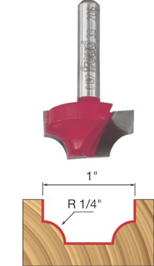 Freud 39-206: 1/4" Radius Ovolo Bit with 1/4" shank, 1-3/4" overall length 1-Inch Diameter Ovolo Groove Router Bit with 1/4-Inch Shank