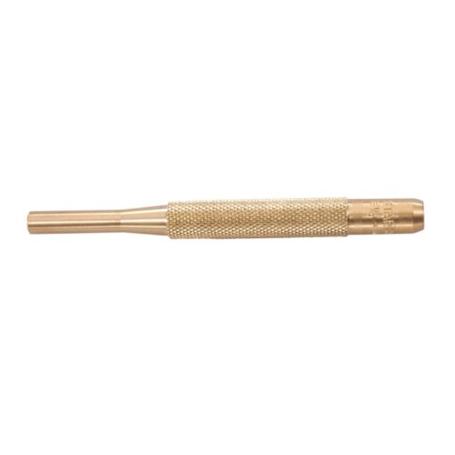 Starrett Brass Drive Pin Punch with Knurled Grip for Driving Pins Into or Out of a Workpiece, Softer Materials, Non-Sparking - 4" Length, 1/8" Punch Diameter - B565G