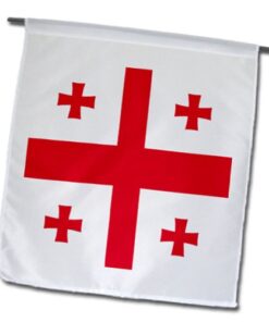 Alternative view of 3dRose fl_158284_1 Flag of Georgia-Georgian Red Jerusalem Crusaders Cross on White-Crosslets-St. George-World Garden Flag, 12 by 18-Inch 12 x 18 inch Garden Flag