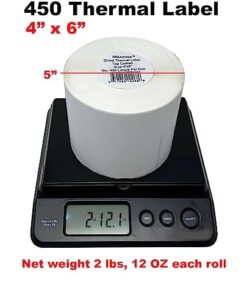 iMBAPrice - 1 Roll of 450-4x6 Direct Thermal Labels for Zebra 2844 ZP-450 ZP-500 ZP-505 (1 inch core) - 95+60GSM Top Coated 450 Label (1 Roll) 4" X 6" Thermal Labels 10 41FxfP 7aTL