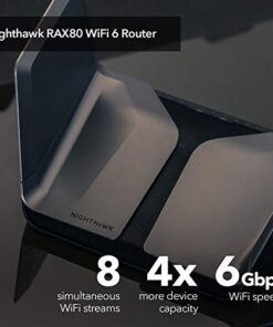 NETGEAR Nighthawk 8-Stream AX8 Wifi 6 Router (RAX80) – AX6000 Wireless Speed (Up to 6 Gbps) | 2,500 sq. ft. Coverage AX6000 WiFi 6 | 8 Streams 29 41FxiFCxMfL