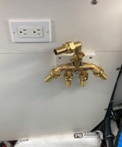 Morvat New & Improved Heavy Duty Brass 4 Way Splitter, Garden Hose Manifold Connector with Comfort Grip ON/OFF Valves, Adapter for Water Faucet & Spigot, Includes Washers, Teflon Tape & Mounting Kit 28 41FyE5m7NdL 1