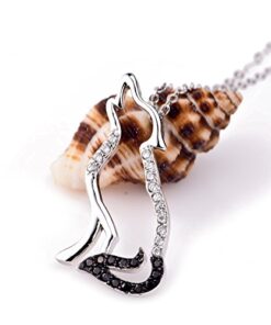 YFN Wolf Pendant Necklace 925 Sterling Silver Cubic Zirconial Wolf Moon Necklace 18" Birthday Day Jewelry for Girlfriend Wife Black Cz Wolf Necklace 16 41GIvRFqG1L