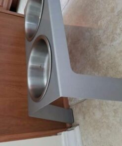 PetFusion Elevated Dog Bowls in Premium Anodized Aluminum Stand (Tall 8"). 2 US FOOD GRADE Stainless Steel 56oz bowls, Metallic Gray Tall - 8" 31 41GYzkchdLL