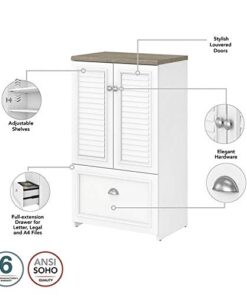 Bush Furniture UrbanPro L Desk and Storage File Cabinet in White and Gray - Engineered Wood 11 41HIEzjfHLL