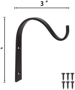 Mkono 10 Pack Iron Wall Hooks for Hanging Plant Lanterns, Plant Hanger Fence Metal Bracket for Bird Feeders, Wind Chimes, Mason Jar Sconces, Light Outdoor Indoor Rustic Christmas Home Decor, 3 Inch Small 18 41HyS9DuEBS