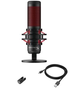 Alternative view of HyperX QuadCast - USB Condenser Gaming Microphone, for PC, PS4, PS5 and Mac, Anti-Vibration Shock Mount, Four Polar Patterns, Pop Filter, Gain Control, Podcasts, Twitch, YouTube, Discord, Red LED Red Lighting