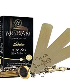 Artisan Alto Saxophone Reeds. E flat. Premium Quality. Strength 3, Box of 10. Durable, Long Lasting, made w/Best Grade Cane for a Full Sound. 10 41IbUMg FWL