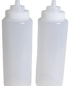 SET of 2, 32 Oz. (Ounce) Large Clear Squeeze Bottle, Condiment Squeeze Bottle, Open-tip, Wide Screw-on Spout, Polyethylene Durable Plastic, Diner Style (2) by Update International 1