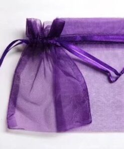 60 Pcs Sheer Organza Drawstring Pouches Gift Bags 6x9 Inches - Dark Purple