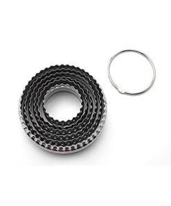 Alternative view of SurgeHai Fluted Cookie Cutters- Round Biscuit Cutters Set of 6 Pieces, Double Sided Fluted and Plain Edge Cookie Cutters, Stainless Steel 6 PCS - Fluted Round