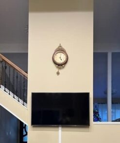 Elegant, Traditional, Decorative, Hand Painted Modern Grandfather Wall Clock W/Swinging Pendulum for New Room or Office. Color Brown & Bronze. Large. 24 Inch. 15 41JmgO8I5FL