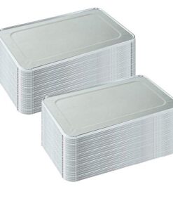 TigerChef TC-20488 Aluminum Foil Lids for Half Size Steam Table Pans with Recipe Card, 9" x 13" Size, Half Size Lids (Pack of 100) 9" x 13"