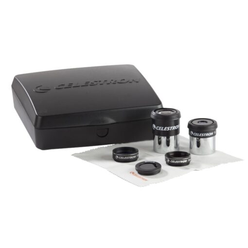 Celestron - PowerSeeker Telescope Accessory Kit - Includes 2X 1.25 Kellner Eyepieces, 3 Colored Telescope Filters, and Cleaning Cloth - Telescope Eyepiece Kit for Beginners