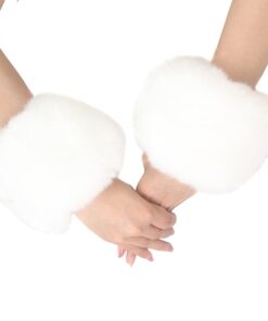 ECOSCO Faux Fur Soft Wrist Cuff Warmers Winter Furry Wrist Warmers for Women Girls White 16 41KBxPKhqL