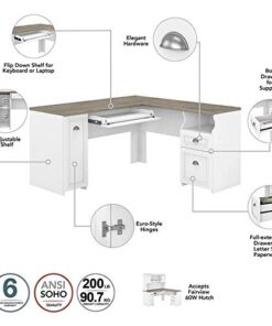 Bush Furniture UrbanPro L Desk and Storage File Cabinet in White and Gray - Engineered Wood 10 41KkhfThkBL