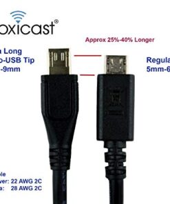 Proxicast Premium 8mm Extra Long Tip USB 2.0 Micro-USB Male - to - USB A Male Cable - 6 ft Length - Heavy 22 AWG Gauge - Fast Charge + Data for Thick Cases & Deep Connectors (PRX-RFU212) Single Cable 10 41KmfaQu2sL
