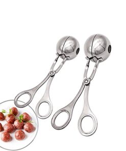 2 PCS None-Stick Meat Ballers, Stainless Steel Meat Baller Tongs, Cake Pop Meatball Maker Ice Tongs, Cookie Dough Scoop for Kitchen. (1.38" and 1.78") 15 41KwlNqCkQL