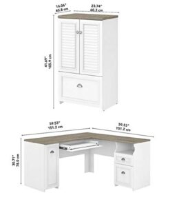 Bush Furniture UrbanPro L Desk and Storage File Cabinet in White and Gray - Engineered Wood 9 41L4yT5qFZL
