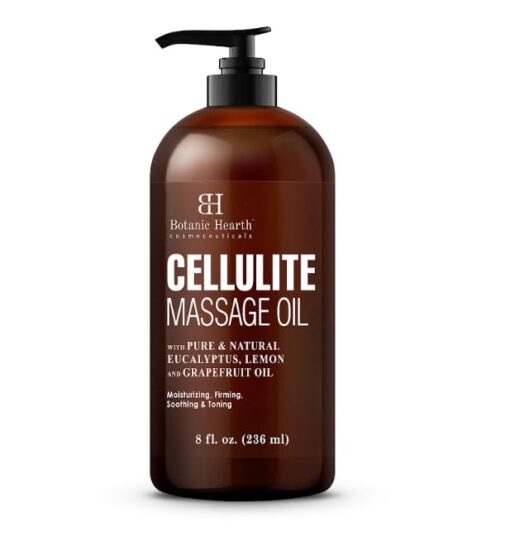 Botanic Hearth Cellulite Massage Oil - Cellulite Oil for Thighs - Unique Blend of Massage Essential Oils - Improves Skin Tone, Skin Firmness & Tightness - 8 fl oz