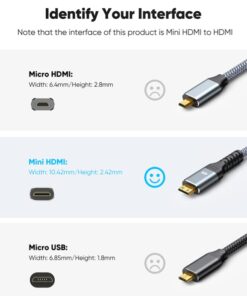 Alternative view of Highwings Mini HDMI to HDMI Adapter, 4K 60Hz Mini HDMI Male to HDMI Female Cable 4K HDR 18Gbps Compatible with Camera, Projector, Tablet, Graphics Card, Raspberry Pi Zero W, Camcorder 0.66 ft/20cm 1