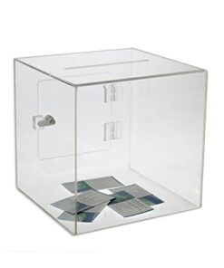 Source One Premium Acrylic Cube Donation Box with Deluxe Rear Open Door and Cam Lock Suggestion Box 8 Inch 6 41MRoPCcCJL
