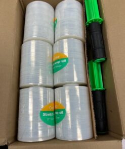 CREGEAR Stretch Wrap Film 6 Pack, Mini Clear Shrink Wrap (5"x1000Ft x80 Gauge) with 2 Reusable Handles, Industrial Stretch Plastic Wrap for Moving Wrapping Plastic Roll & Pallet Wrap,Total 6000 Ft 25 41N9RIGFWML