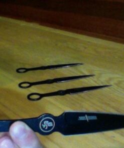 Perfect Point Throwing Knife Set – Set of 9 Throwers, Black Stainless Steel Blades w/Red Cord Wrapped Handles w/Chinese Inscription, Nylon Sheath, Well Balanced, Sport Knives – PP-060-9 25 41NBgQyXIuL