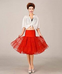 RULTA Women's 50s Vintage Petticoat 26" Crinoline Rockabilly Tutu Skirt Slip S-L Small Red 6 41NGuOPLDbL