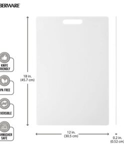 Farberware Extra-Large Plastic Cutting Board, Dishwasher- Safe Poly Chopping Board for Kitchen Meal Prep with Easy Grip Handle, 12-inch by 18-inch, White 13 41NekNqJuML