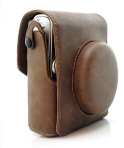 Alternative view of HelloHelio Retro Classic Leatherette Camera Vintage Compact Case for Fujifilm Mini 90 Neo Classic Instant Film Camera with Pocket Strap (Brown Case with Strap) Brown Case with Strap