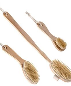 Dry Brushing Body Brush Set with 100% Natural Boar Bristles (Set of 3) | Skin Exfoliating Kit with Long Detachable Back Brush, Contour Body and Face Brushes | Lymphatic Drainage, Cellulite Treatment 40 41NxbbfCmCL
