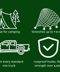 Grizzly Gear Automotive Large Bungee Cargo Net w 16 Durable Hooks - 7" Mesh Elastic Stretches to 7.5' x 5' - Compatible w All Pickup Truck Beds & Trailers - Heavy Duty, Weatherproof -Storage Made Easy Black 24 41O5KkE92L