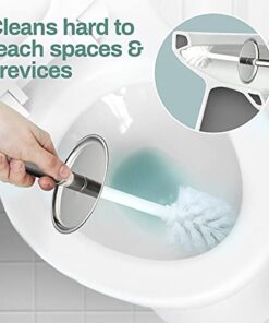 Home Intuition Modern Toilet Brush & Holder Set, Bathroom Bowl Scrubber with Holder, 2 Pack Chrome 18 41OBuNG8xwL