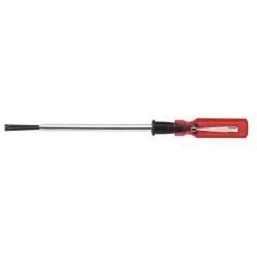 Klein Tools K28 3/16-Inch Slotted Screw Holding Flat Head Screwdriver with 8-Inch Round Shank and Comfordome Handle 3/16-Inch Tip, 10-1/4-Inch Length