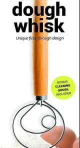 Alternative view of LHU Premium Original Danish Dutch Whisk for Better Batter and Bread Dough Recipes, Stainless Steel/Beechwood, Includes Cleaning Brush, Large, 13.5" L