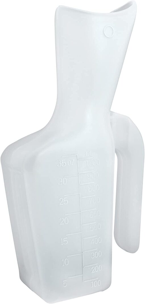 MedPro Portable Female Urinal, Made from Durable Plastic, Easy to Clean & Infection Control, 1000 cc Capacity, Comfortable Contoured Opening & Wide Grip Handle, White, No Flavors, 1000 ml