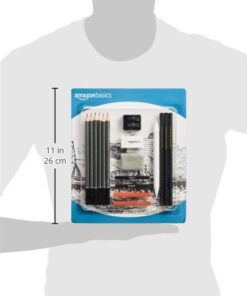 Amazon Basics Sketch and Drawing Art Pencil Kit, 17 Piece Set, Charcoal, Black, White 21 41PANK8qCSL