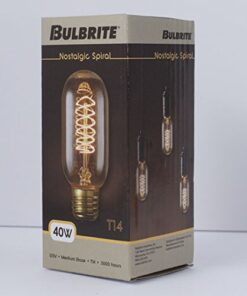 Bulbrite Incandescent T14 Medium Screw Base (E26) Light Bulb, 40 Watt, Antique 40 Watts 16 41PRze2E9RL