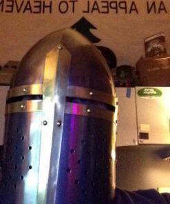 Szco Supplies 14” Decorative Barrel Brass Helm Crusader Helmet (910902) 30 41PxKiEwk8L